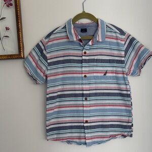 Nautica Boys Striped Blue and Red Polo Shirt Size 10